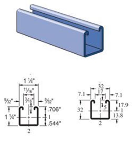 Unistrut A1000 -1-1/4 x 1-1/4″14标准金属框架通道支柱